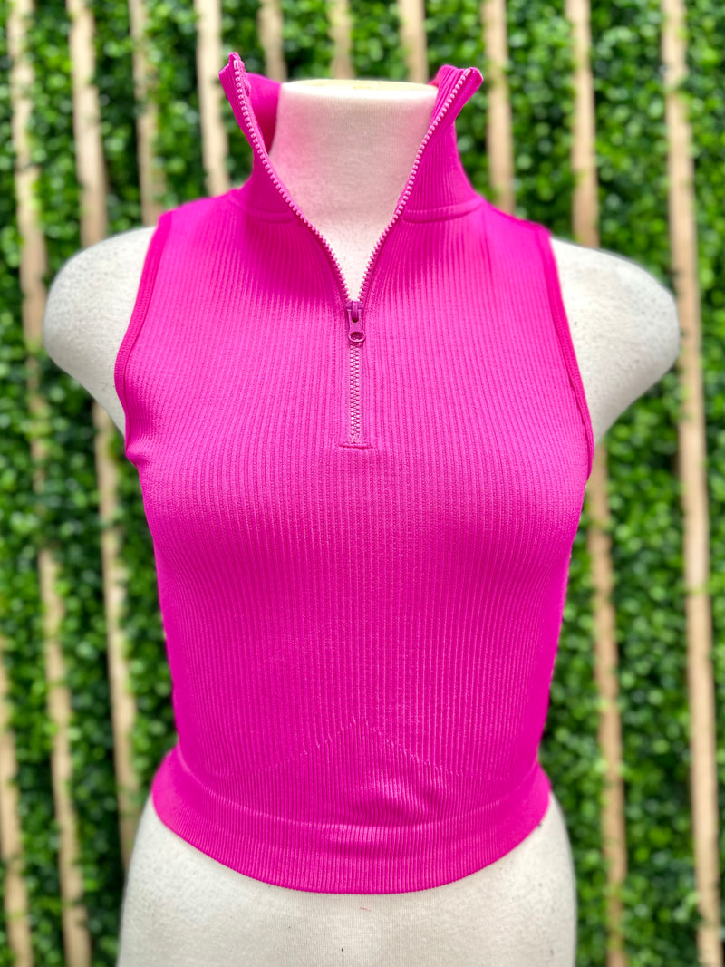 Half Zip Crop Tank