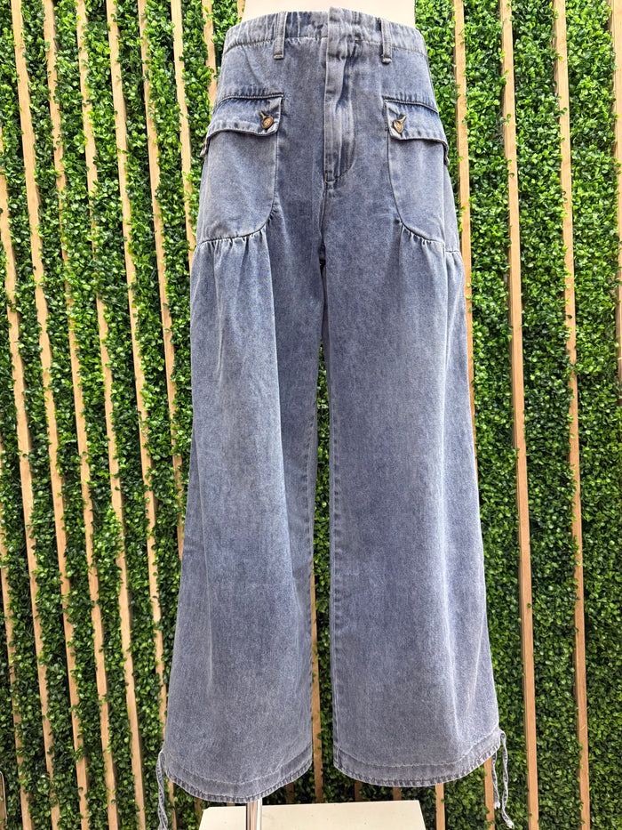 Denim Drawstring Balloon Pant