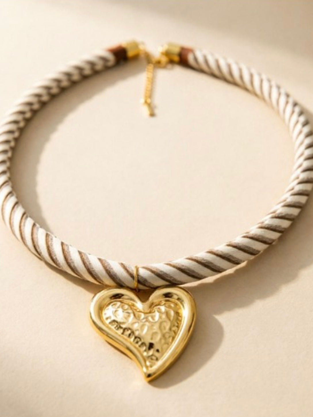 Heart Charm Fabric Choker Necklace