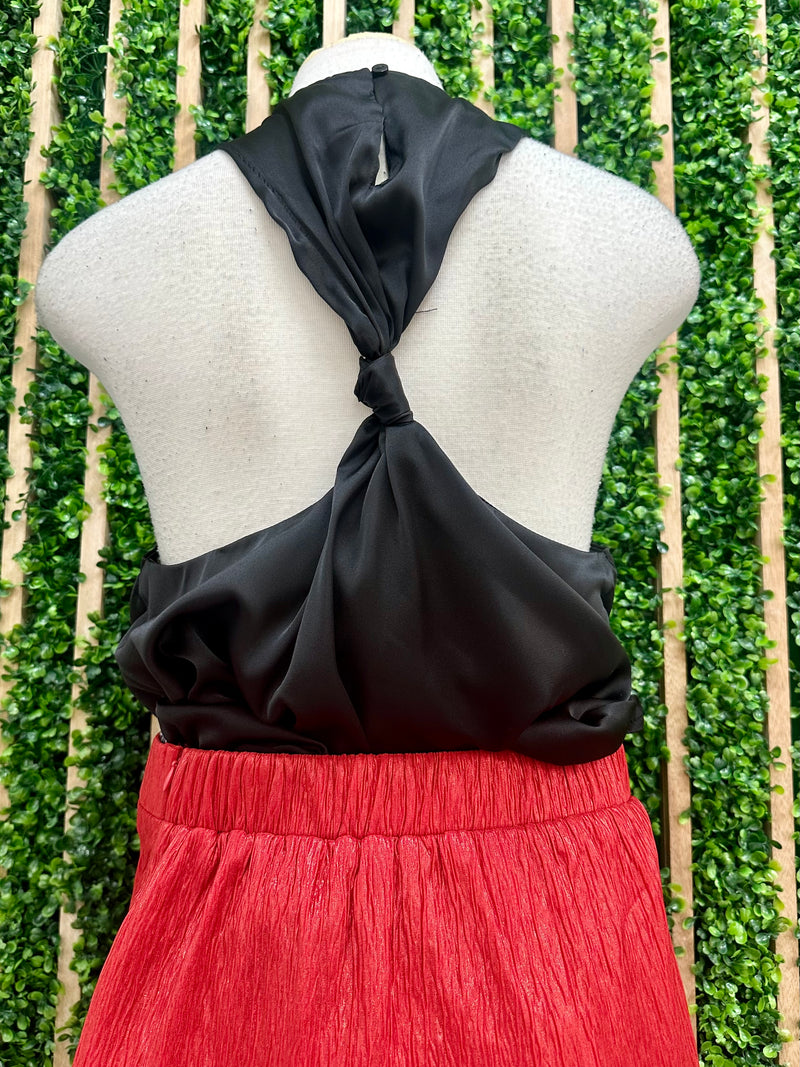 Satin Twist Halter Neck Top