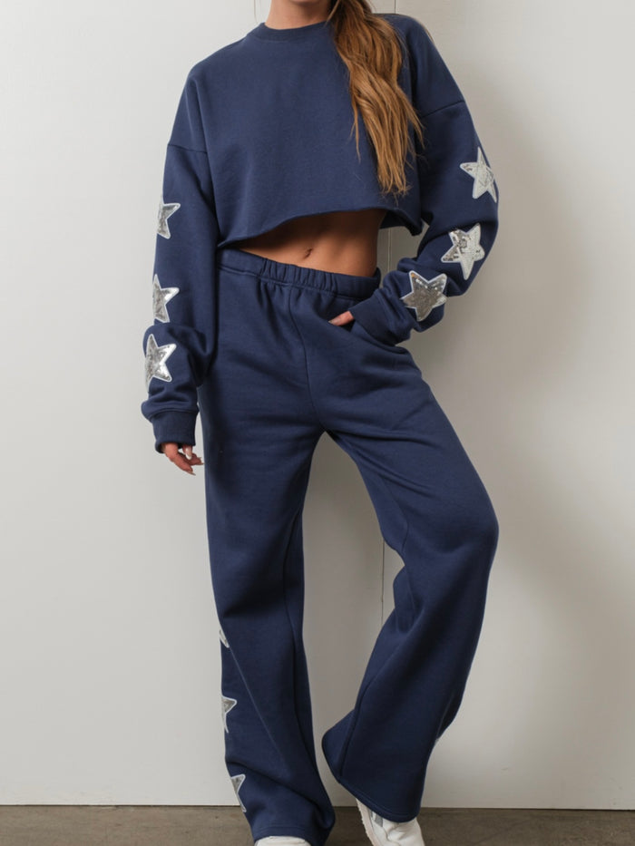 Navy Star Patch Jogger Set