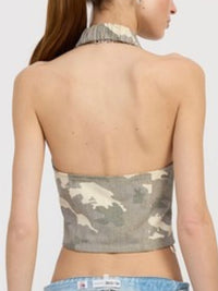 Camo Wrapped Halter Neck Top