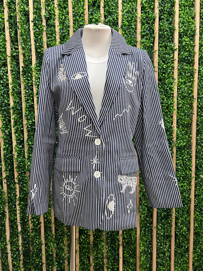 Embroidered Detail Funky Blazer