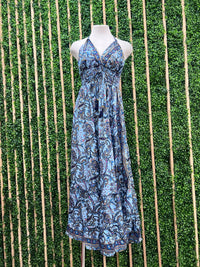 Paisley Smocked Waist Halter Maxi Dress