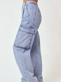 High Waist Denim Cargo Pant