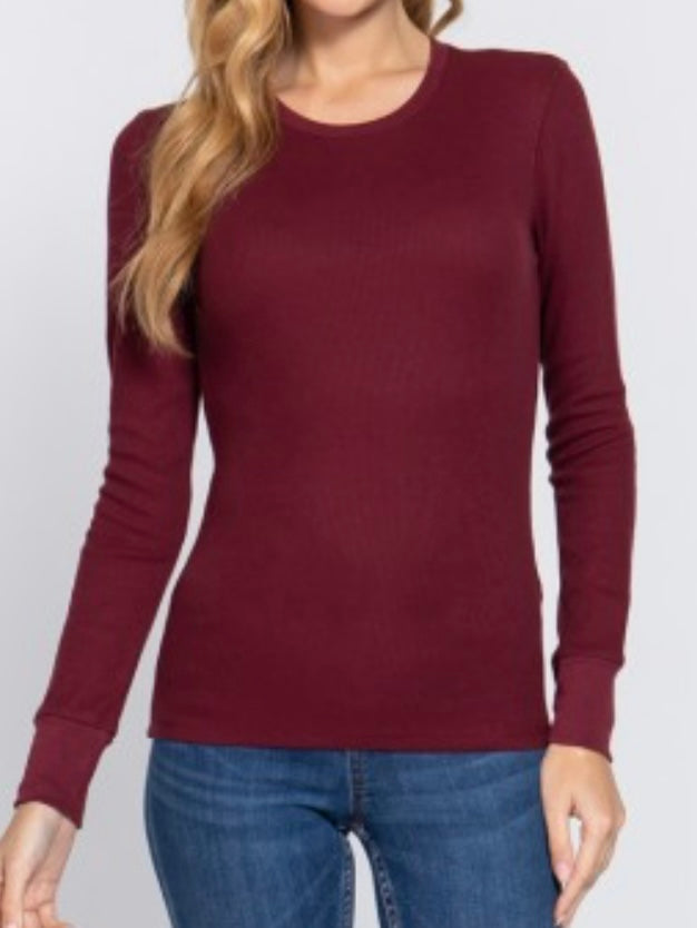 Everyday Long Sleeve Waffle Thermal Long Sleeve Top