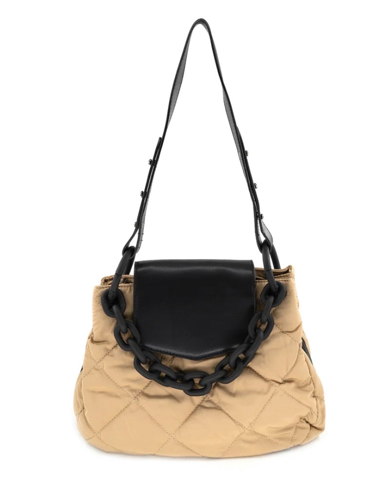 Chain Detail Puffy Nylon Crossbody