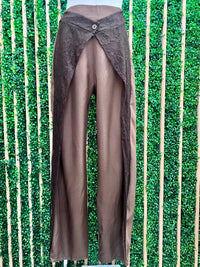 Lace Overlay Dressy Barrel-Leg Pants