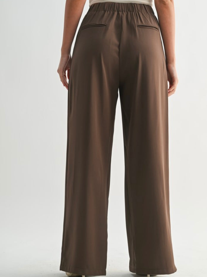 Mocha High Waist Pleated Pants