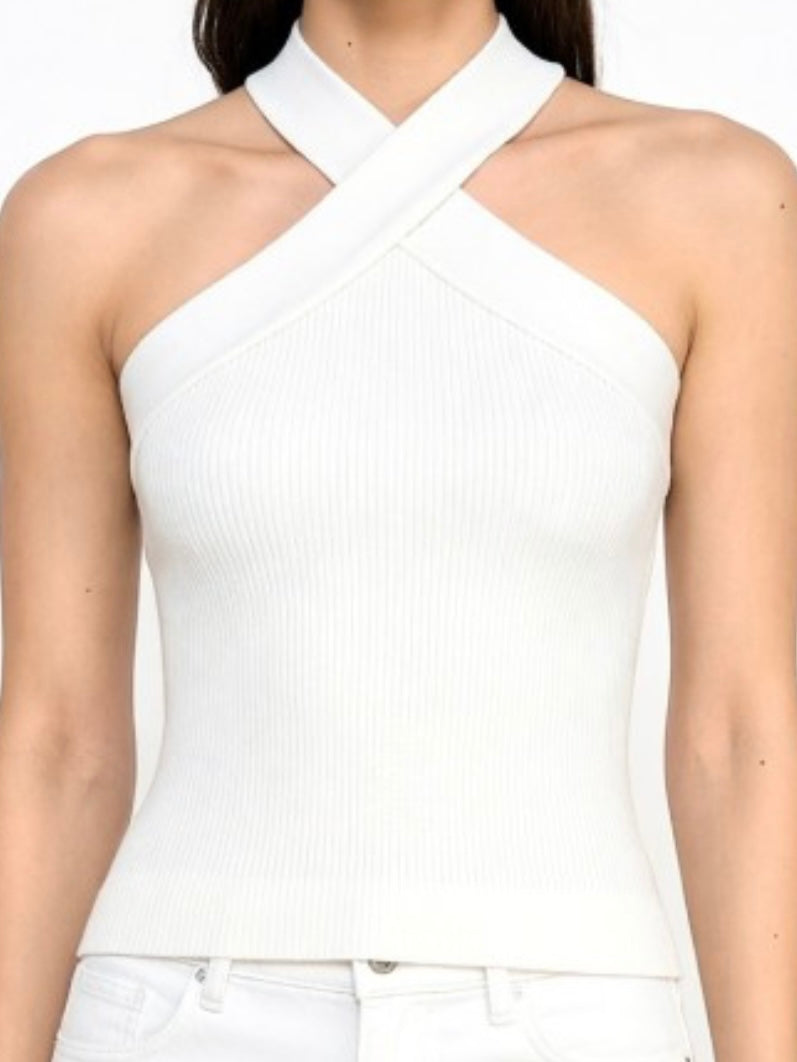 Crisscross Halter Knit Top