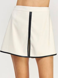 Faux Leather Piping Detail Skort