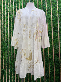 Italy Floral Eyelet Short Dress
