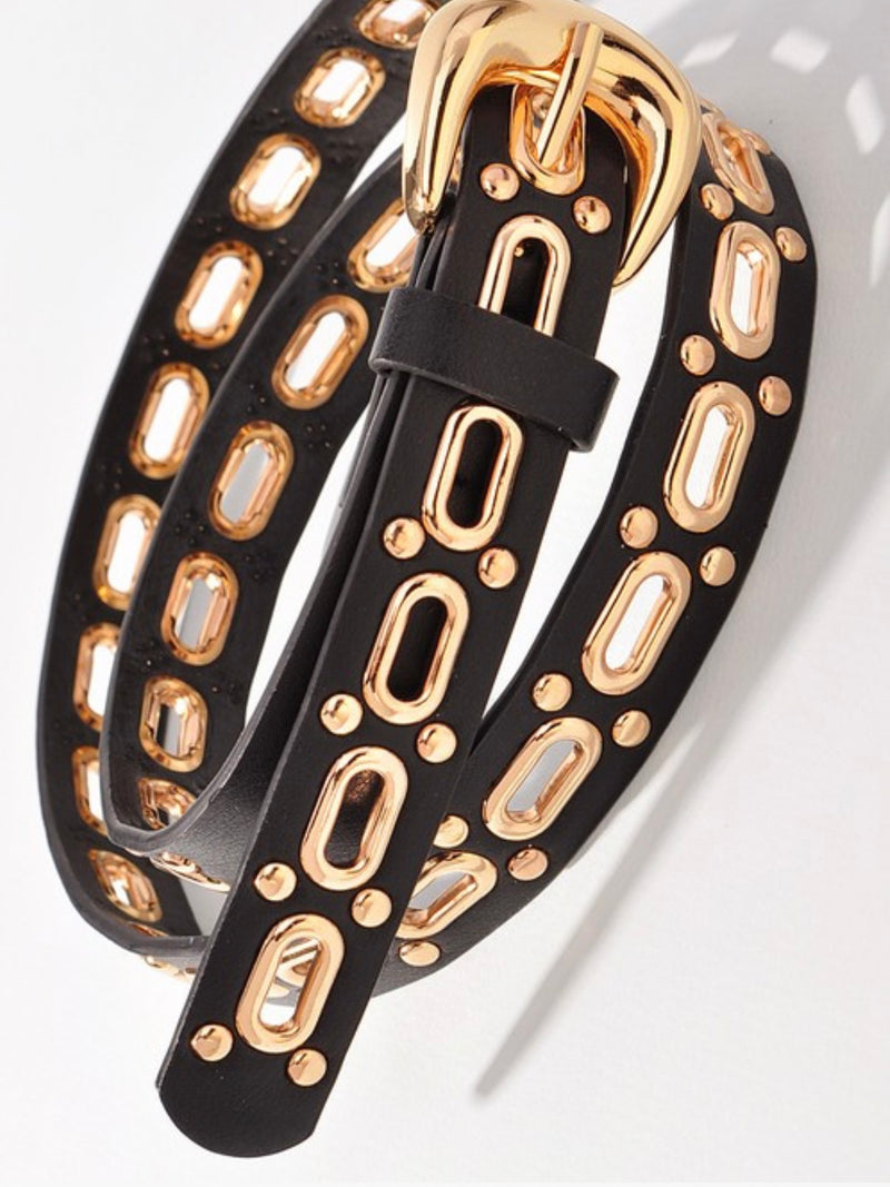 Metal Oval Details Belt