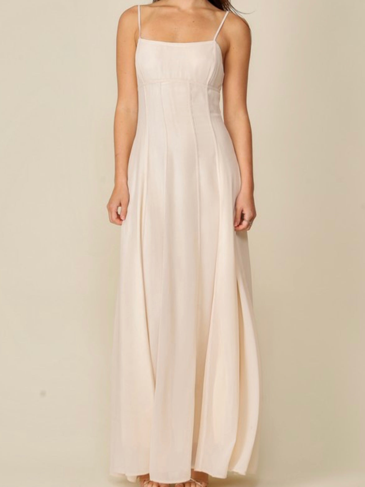 Cream Fitted MAxi Dress