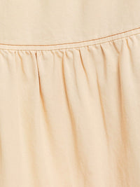 Cream Tiered Denim Midi Skirt