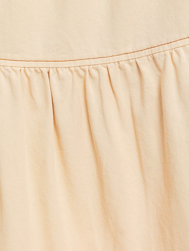Cream Tiered Denim Midi Skirt