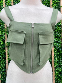 Linen Bustier Crop Top