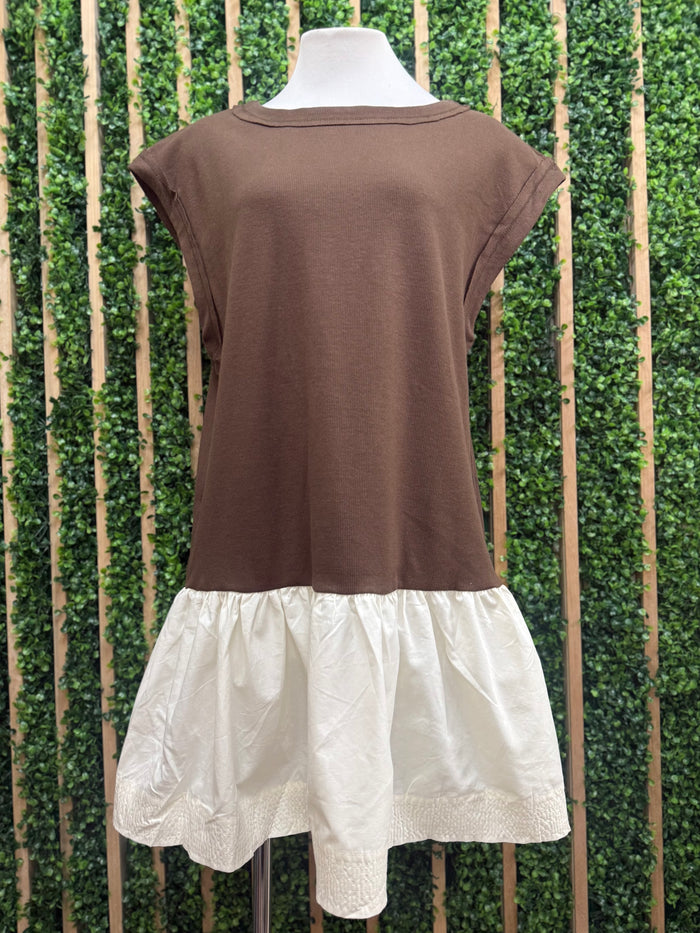 Cream Dropwaist Skirt Short Cami Dress