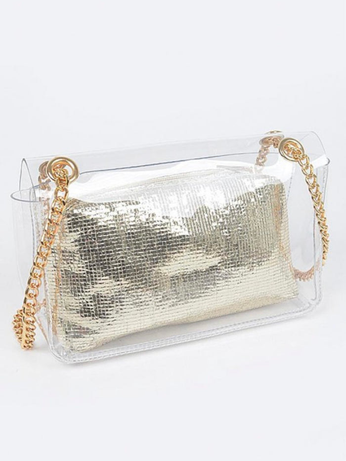 Clear Insert Detail Stadium Bag – Transparent Crossbody Purse Collection