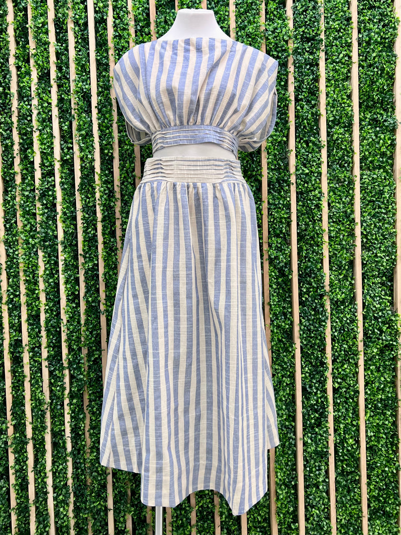 Blue Striped Midi SKIRT set