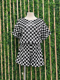 Sequin Checkers Short Pant Set