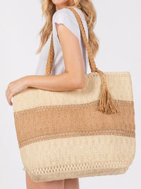 Two Tone Woven Straw BAg