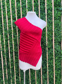 Knit One Shoulder Asymmetric Top