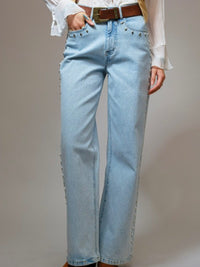 Western Diamond Studded Wide Leg Jeans
