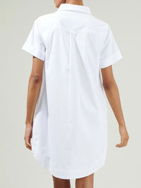 White Straight Line Button Down Dress