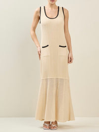 Cream Pocket Detail Knit Maxi Dress