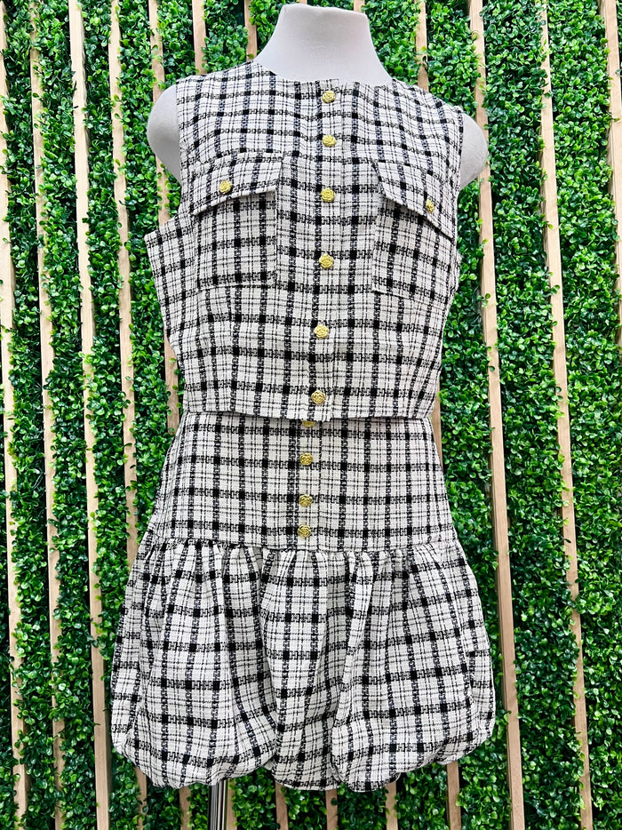 Black White Plaid Vest