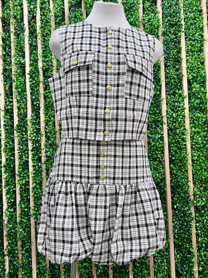 Black White Plaid Vest