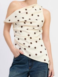 Assymmetrical Satin Polka Dot Top