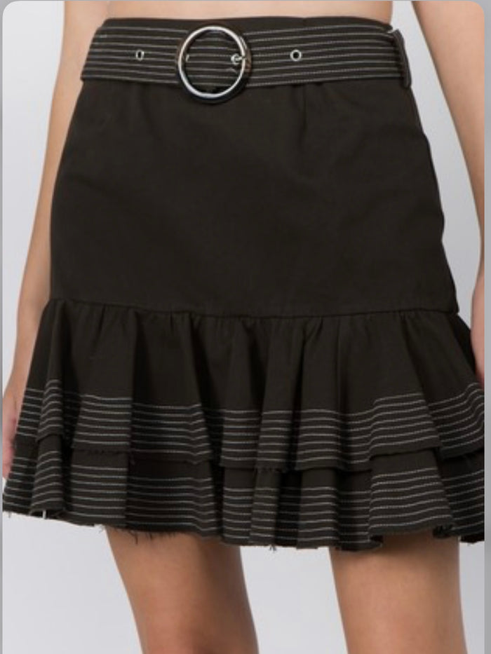 Charcoal Tiered Flounced Mini