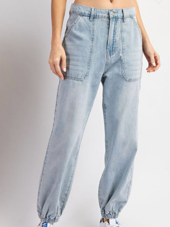 Front Pocket Detail Denim Jogger