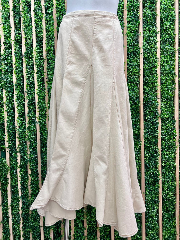 Flared Denim Maxi Skirt