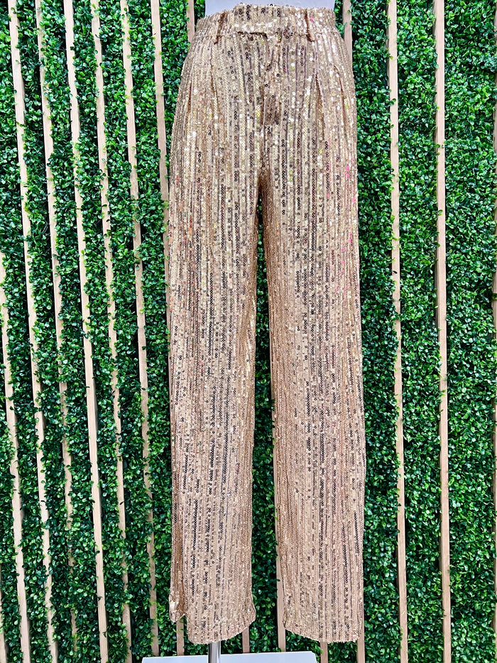 Gold Sequin Wide Leg Pant
