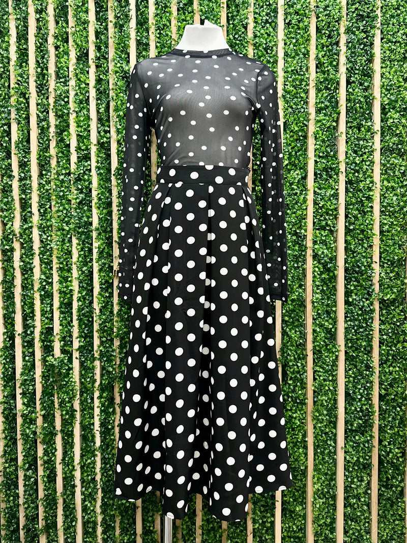 Long Sleeve Mesh Polka Dot Top