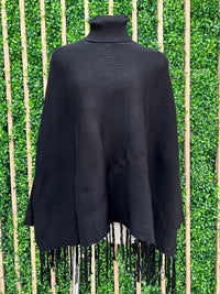 Knit Fringed Poncho Top