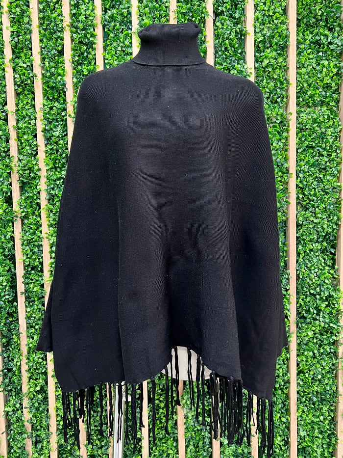 Knit Fringed Poncho Top