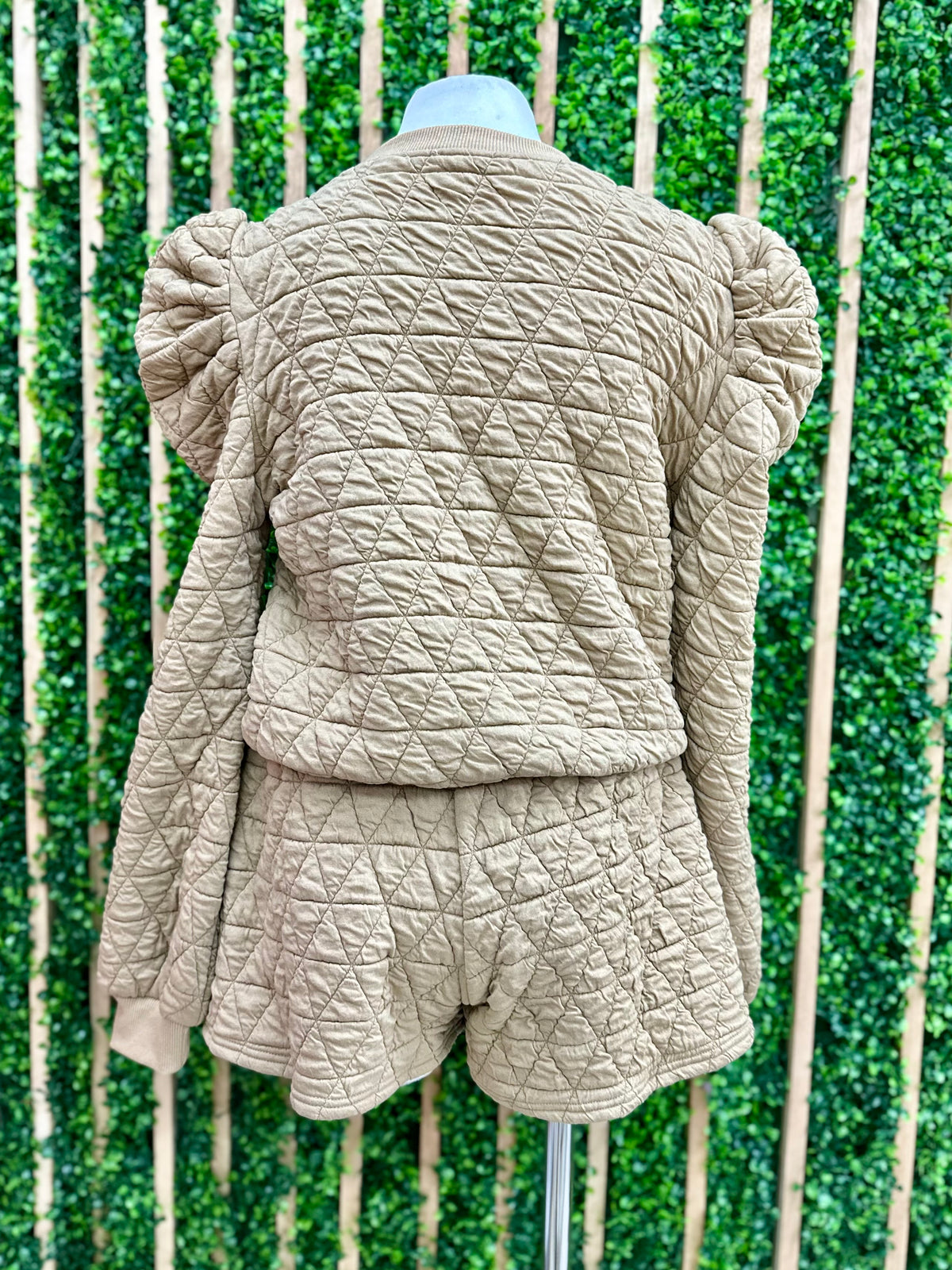 Camel Quilted Sweater Skort Set