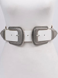 White Silver Western Buckle Belt