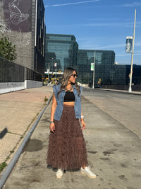 Brown Leopard Mesh Skirt