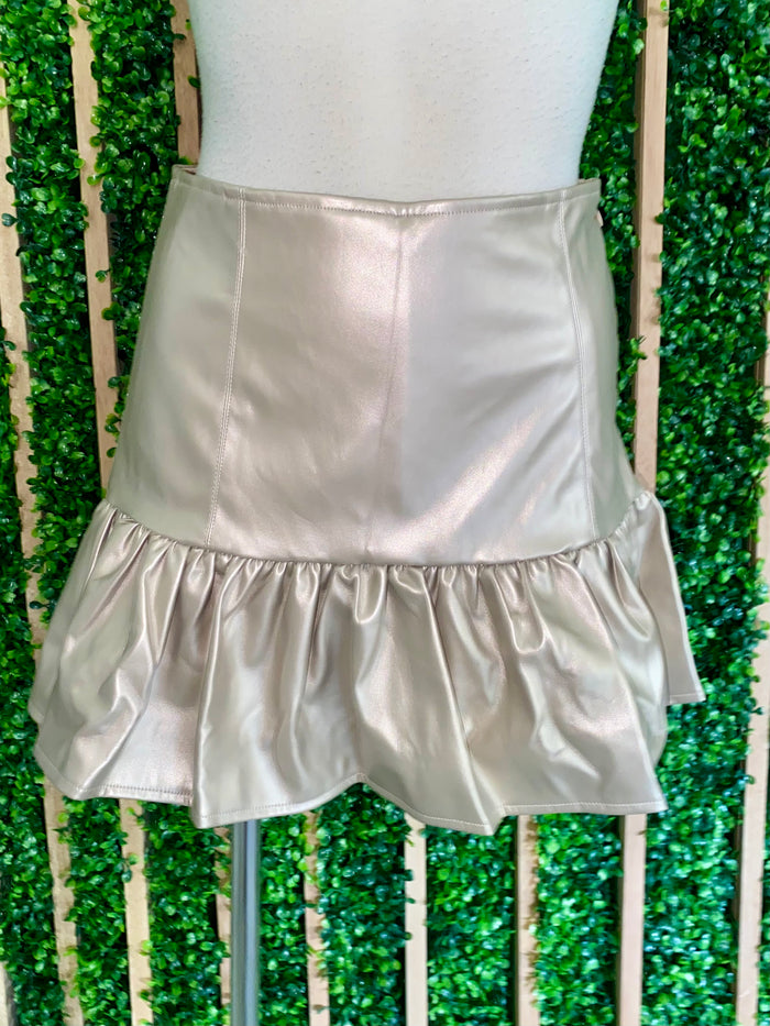 Champagne Gold Pleather Skort