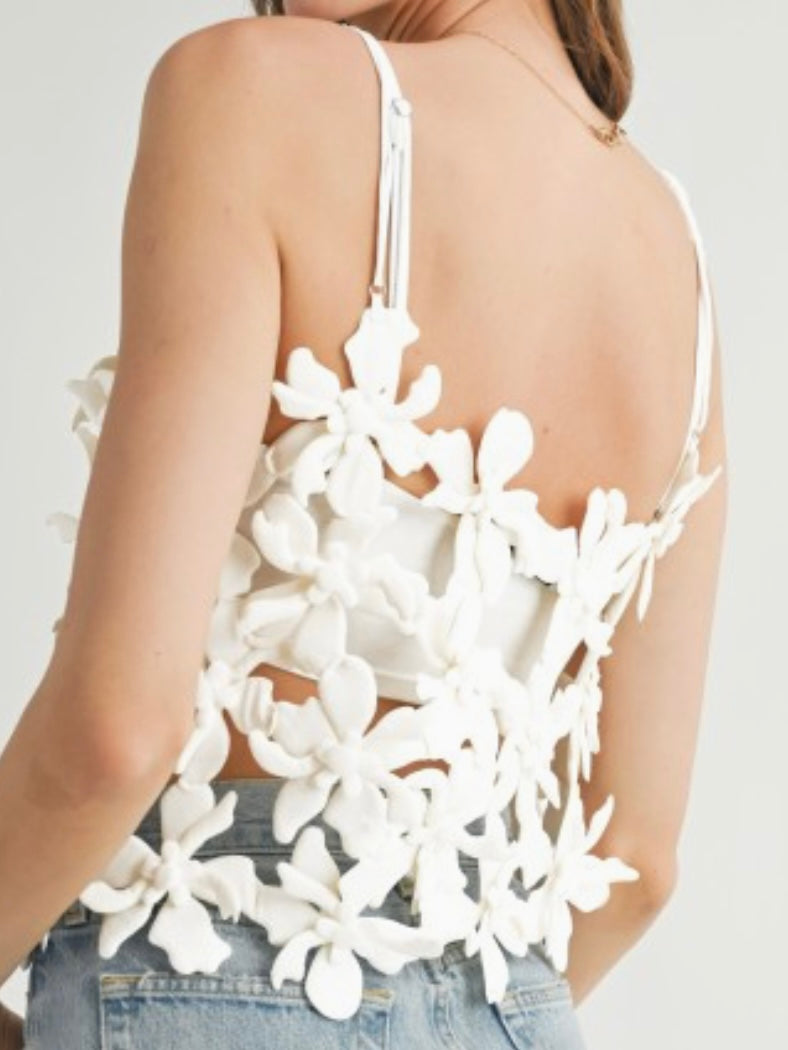 White 3D Flower OverlayTop