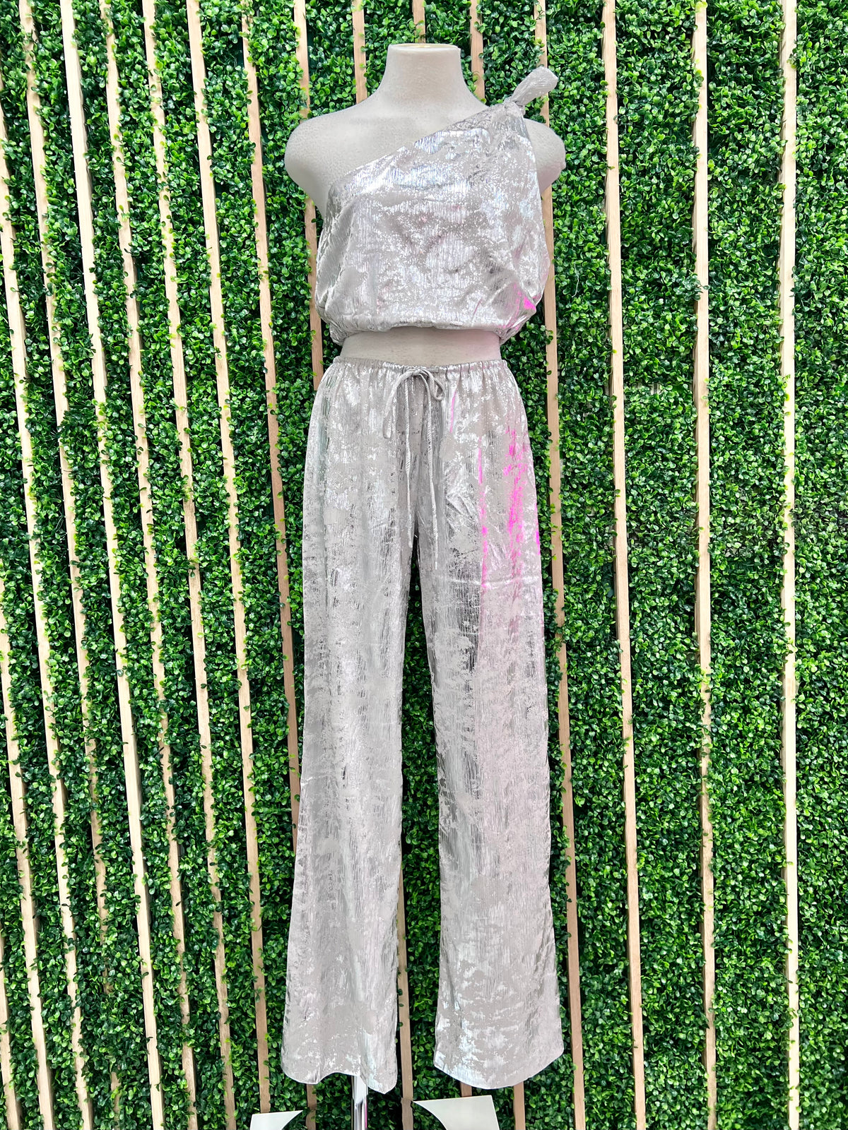 Silver Foil Metallic  Pants
