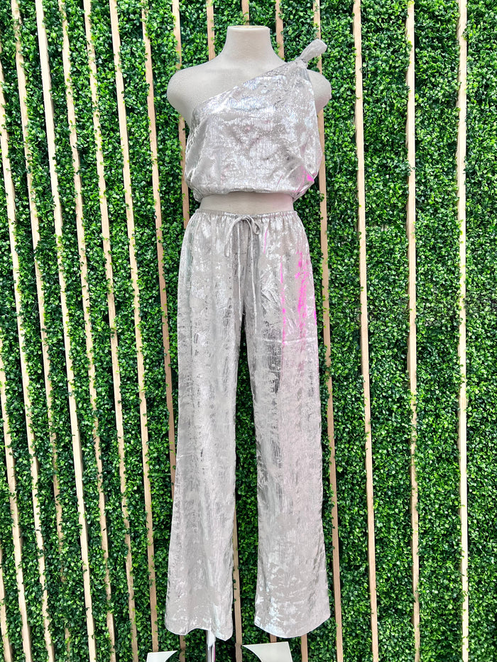 Silver Foil Metallic  Pants