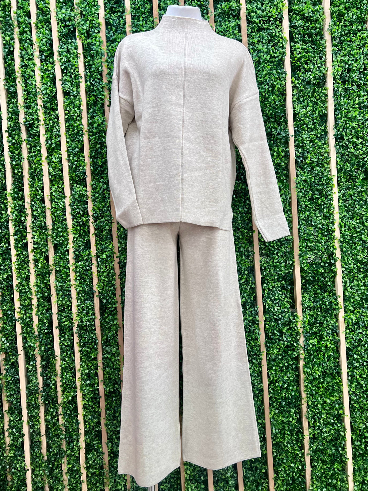 Oatmeal High Neck Knit PAnt Set