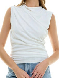 Dressy Fitted Draped NEck Blouse