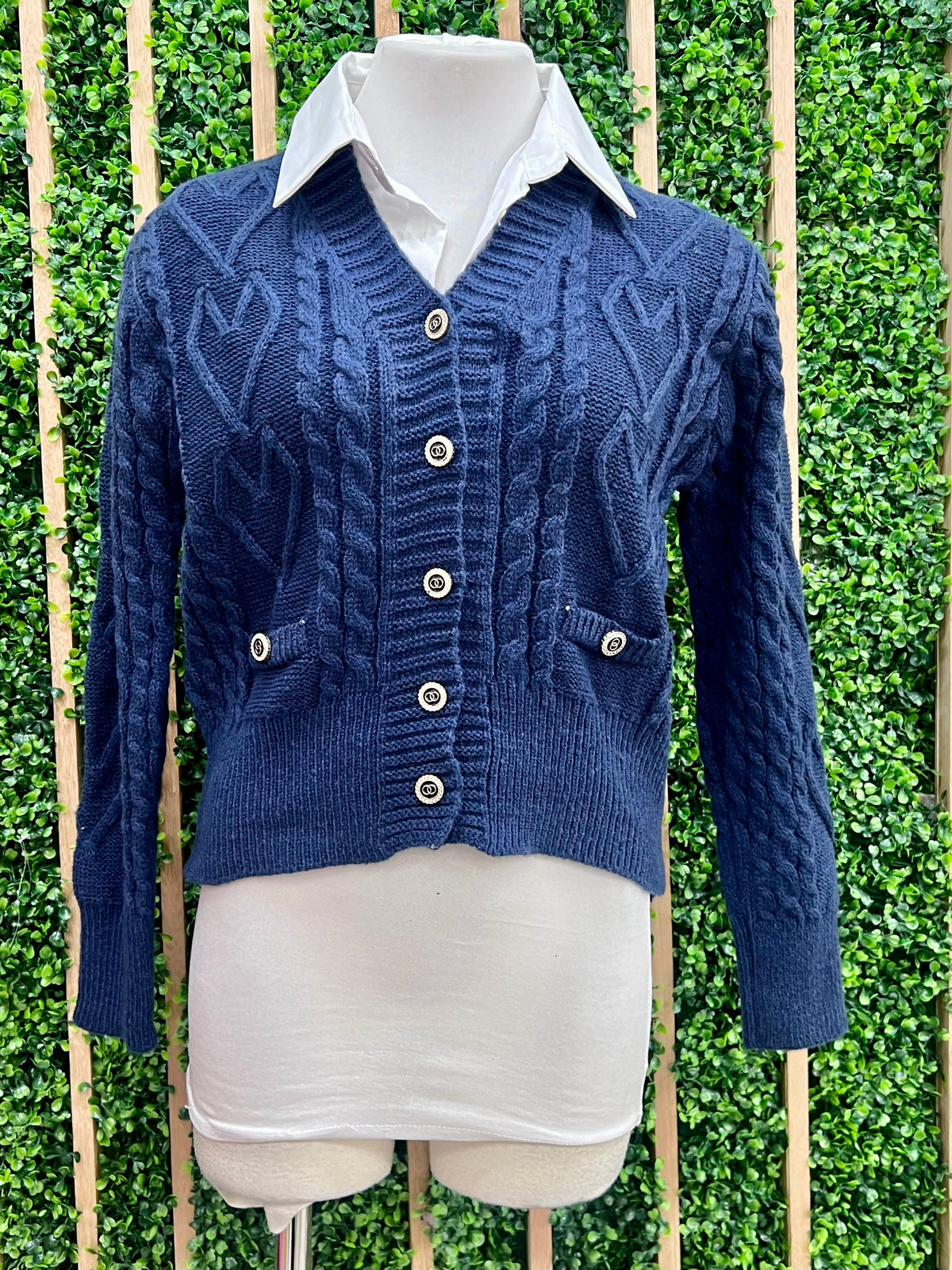 Navy Vest Blouse